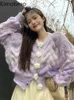 Frauenpullover Kimotimo Farbverlaufspullover Weste Frauen 2022 Herbst Dreidimensionale Blumenstrickoberteile Koreanisches süßes Design Lose Jacke J220915