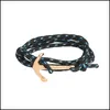 Inne bransoletki Bransoletka Anchor Bransoletka dla mężczyzn Kobiety Mtiwrap Paracord Bracelets Regulowany rozmiar 6 kropli biżuteria Dhgarden dhdpy