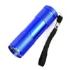 Portable 9 LED UV Lampe de poche Randonnée Lampe torche multifonction Alliage d'aluminium durcissement Argent Détection torches violettes Lampe lampes de poche Lumières avec boîte