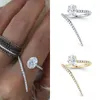 Wedding Rings CRMYA Unique Design Opening Adjust Cubic Zirconia Engagement Ring Silver Gold Filled For Women Trendy Jewelry