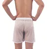 Underpants Sexy Mens Underwear Boxer Shorts Mesh See Through Breathable Male Loose Hollow Out Pajama Pants Sleep Bottoms