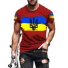 T-shirt da uomo 2022 T-shirt da uomo vintage Camicia ucraina 3d Uomo Ucraina Esercito militare Emblema T-shirt Bandiera ucraina Logo Tshirt Tees