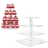 Bakware tools acryl cake stand rack decoratie feesten kerst transparant 4 laag vierkante cupcake bruiloft