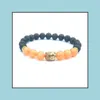 Beaded 8Mm Natural Jewelry Elastic Bracelet Beaded Strands Pray Volcanic Stone Meditation Buddha Head Men And Women Essentia Dhgarden Dhihy