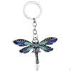 Key Rings Crystal Keychains Animal Dragonfly Antique Sier Rhinestone Key Chain Rings Holder Car Jewelry Fashion Pendant Keyrings For Dh0Oy