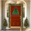 Decorações de Natal Decorações de Natal Porta pendurada decoração de linho verde pano de árvore ADORNOS DE NAVIDAD Decorchristmas Drop de Dh3ry