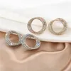 Brincos de garanhão Multilayer Circle Ear Studs Upscale de luxo para mulheres diamante FLIN FLASH FLHO