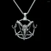 Pendentif Colliers Rétro Tête De Chèvre Collier Pour Homme En Acier Inoxydable Pentagramme Pan Dieu Crâne Pendentifs Occulte Vintage Bijoux Cadeau