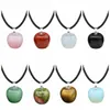 Partihandel Natural Crystal Apple Shape Pendant Necklace Apple Jewelry Teachers Appreation Gift for Mentor Coach