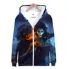 Erkek Hoodies Moda Klasik Anime 'Günü Hallowmas Fermuar Leisure 3D Baskı Sweatshirtler Uzun Kollu Erkek/Kız Ceket Katları