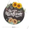 Christmas Decorations Christmas Decorations American Country Round Hanging Welcome Door Sunflower Wooden Decorationchristmas Drop De Dhrji