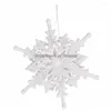 Juldekorationer Juldekorationer 1 st 12 cm Big Year Ice White 3D Snowflake Plastic Glitter Xmas Hanging Pendant For Home P DHWB3