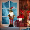 Décorations De Noël Décorations De Noël Poupée Rétractable Ornement Père Noël Flocon De Neige Plaid Treillis Tissu Fenêtre Decora Dhj2I