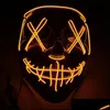 Party Masks Maski Halloween Lid Light Up Funge Maski Rok wyborów Purge Great Festival Cosplay Costume Supplies Party 1055 B3 Dr Dhte6