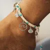 Ankiety Summer Bohemian Starfish Blue Stone Zestaw dla kobiet zabytkowy ręcznie robiony fala Bransoletka na nogę plażowa biżuteria boho