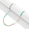 Choker Ailodo Ethnic Pearl Heart Necklace For Women Colorful Seed Beads Strand Party Wedding Fashion Jewelry Girls Gift