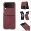 Shockper Phone Case для Samsung Galaxy Z Flip 4/3 Retro Pure Color Pu Leather Protective Case