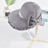 Cappelli a tesa larga Trendy Tinta unita Bowknot Cappello da sole Grande protezione UV per le donne Ladies Summer Bohemian Beach Panama Bucket Caps