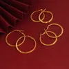 Boucles d'oreilles de cerceau de cercle plat femmes bijoux de mode 18 km jaunes remplies classiques de style simple accessoires