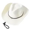 Berets Men Femmes Chapeau de paille Western Cowboy Sun Belt Ajustement Ajustement