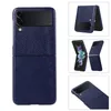 Sockt￤ta telefonfodral f￶r Samsung Galaxy Z Flip 4/3 Pure Color Litchi Grain Leather Protective Case