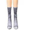 Unisex çorap hayvan pençe desen 3d baskı uzun kedi zebra leopar domuz ördek elastik nefes alabilen komik çoraplar