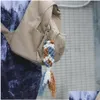 Kluczowe pierścienie bawełniane linowe dzianinowe ryby syrena tylna tylna torebka torebka wisi dla kobiet mężczyzn mody biżuterii upuszczenie Dhojx
