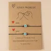 Glow In The Dark Charm Bracelet Love Heart Lucky Bead Friendship Couple Pull Card Bracelets with Adjustable Hand Cord