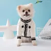 Vêtements pour chiens Cardigan de luxe pull pour animaux de compagnie avec broche teckel Chihuahua automne et hiver vêtements épais