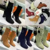 Fashion Australia Womens Winter Knitted Ankle Boots With Stirrup-Shaped Heel Beatshoes Cowboy Motocycle Martin Booties Slip-On Hig188U
