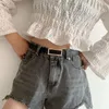 Belts Square Gold Buckle Women Belt Faux PU Leather Thin Waist For Lady Girl Simple Solid Jeans Pants Wild Straps Waistband