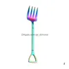 Forks Spade Spoon Fork Food Grade roestvrijstalen koffie Roerende lepels Huis Keuken Dineren Flatware Drop levering Garden Bar Dhphm