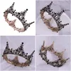 Tiaras New Black Princess Headwear Chic Bridal Tiaras Accessories見事なクリスタルパールウェディングとクラウン12102ドロップデルDHGARDEN DHX3Z