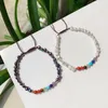 Jóias de cura de fita 7 pulseiras de pedra de chakra para mulheres cor de cristal colorido pequeno barroco real pérola de água doce natural