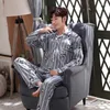 Vêtements de nuit pour hommes ensembles de pyjamas pour hommes à manches longues printemps et automne grande taille coton service à domicile costume homme Pijama