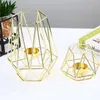 Candle Holders Wrought Iron Geometric Romantic Candlestick Tealight For Home Living Room Tables Decoration Holiday Birthday Gift