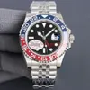 Reloj para hombre gmt Anillo redondo Sprite Negro Super brillante Puntero de zona horaria dual Automático Mecánico A prueba de arañazos Cristal azul Calendario resistente al agua m126720