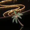 Pendant Necklaces Simple Fashion Jewelry Inlaid Zircon Coconut Tree Copper 18K Gold Hip Hop Necklace Nightclub Friend Gift
