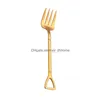 Forks Spade Spoon Fork Food Grade roestvrijstalen koffie Roerende lepels Huis Keuken Dineren Flatware Drop levering Garden Bar Dhphm