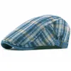 Berets MZ1836 MĘŻCZYZN KOBIETY Regulowany Ivy Sboy Flat Cap Spring Summer Plaid Beret Hat Vintage Painter