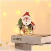 Christmas Decorations Christmas Decorations Led Luminous Santa Claus Shape Wooden Ornaments Navidad Gifts Happy Year Decoration Drop Dhoad