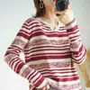 Kobiety swetry kobiety swetry Kawaii Ulzzang College Candy Kolor Stripes Księżycowe zestawy haftowe sweter żeńskie harajuku ubranie dla kobiet Lady J220915