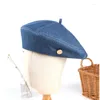 Berets Exquisite Beanie Hat Pumpkin Sboy Denim Painter Solid Color Beret All-match For Friend Birthday Drop