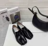 MM6 split toe shoes soft patent leather heel loafers Tabi British pig feet women's shoes Muller shoes12