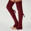 Chaussettes chaudes d'hiver pour femmes, 1 paire, chauffe-jambes, hautes, tricotées, solides, en Crochet, manchettes de bottes, 7 couleurs