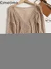 Swetry damskie Kimotimo Hollow Cross Design SWEAT KOBIETA 2022 Wczesna jesień naszyjnik perłowy długie rękawy dzianiny Korean Fashion cienki sweter J220915