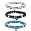 Perlé Meilleure Vente Dames Hommes 8Mm Lave Logan Diffuseur Bracelet Charme Cône Alliage Pierre Naturelle Yoga Perle Bijoux Cadeau Drop D Dhgarden Dhipm