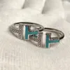 Luxury fashion designer ring Tiffny letter double T diamond ring