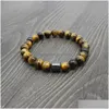 Bracciale con perline di lava occhio di tigre con perline di turchese Bracciale con ematite magnetica in pietra naturale per le donne Gioielli di moda per uomo Consegna di goccia Dhodr