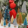 Juldekorationer Juldekorationer 33 st ornament Mini Sisal Silk Xmas Tree Creative for Home Decoration PI669 Drop Delive Dhtoj